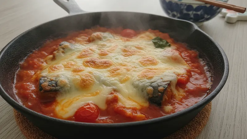 サバ水煮缶とトマト缶の煮込みのイメージ