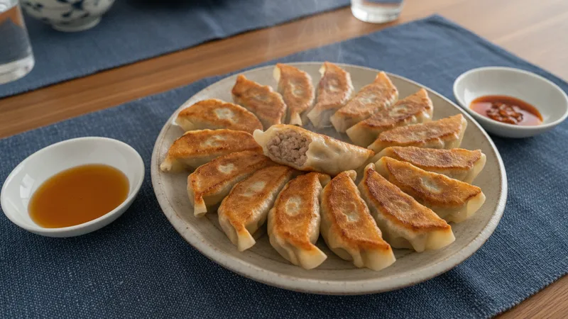 揚げ餃子とポン酢ラー油のイメージ