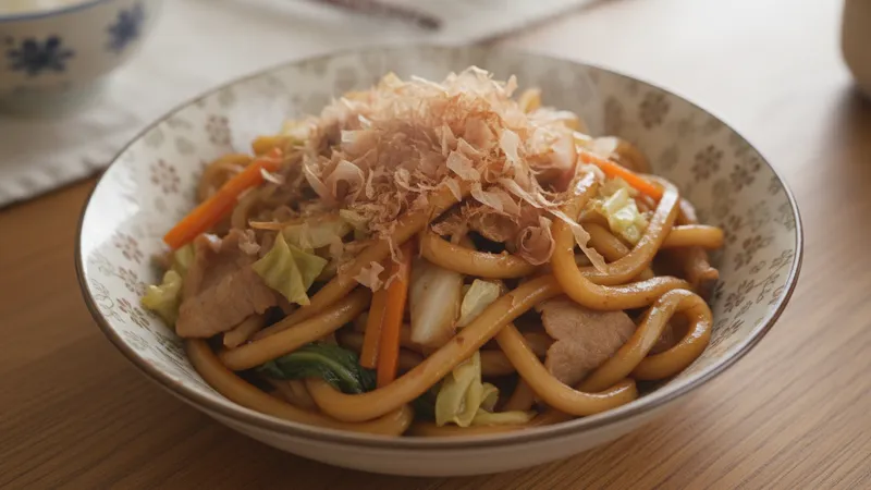 豚肉とキャベツの焼きうどんのイメージ