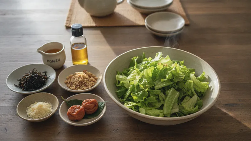 サラダの味を変える調味料を並べたところのイメージ